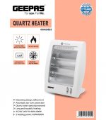 Geepas GQH28522 800W Quartz Heater with 2 Heating Power, White - Image 6