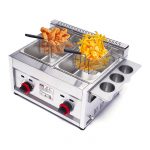 Commercial Gas Deep Fryer 12L Countertop Stainless Steel Dual Tank