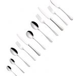 Grunwerg Baguette Pattern Dessert Forks, Stainless Steel (Pack of 12)