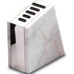 Rockingham Forge Empty Oblique Marble Knife Block - Holds 5 Knives, White