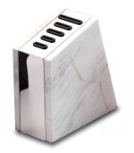 Rockingham Forge Empty Oblique Marble Knife Block - Holds 5 Knives, White