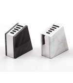 Rockingham Forge Empty Oblique Marble Knife Block - Holds 5 Knives, White - Image 3