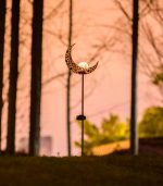 Moon Solar Garden Lights Outdoor Stakes Waterproof Crackle Glass Metal Lights - Image 4