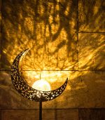 Moon Solar Garden Lights Outdoor Stakes Waterproof Crackle Glass Metal Lights - Image 6