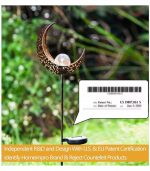 Moon Solar Garden Lights Outdoor Stakes Waterproof Crackle Glass Metal Lights - Image 7