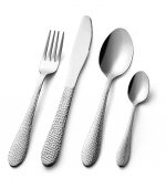 Stainless Steel Cutlery Set with Hammered Pattern Design